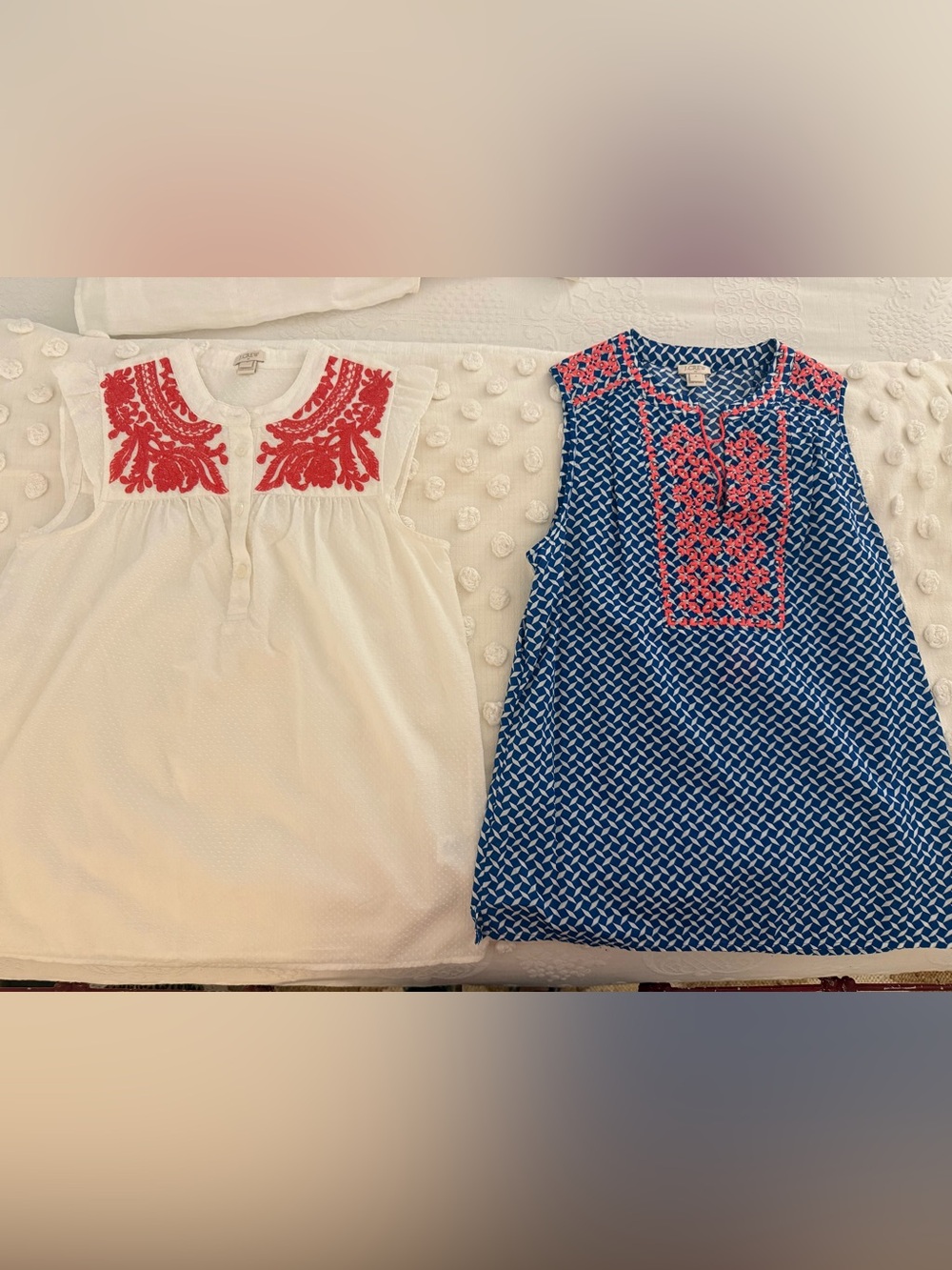 TWO JCrew Embroidery Tops- womenโs size 4